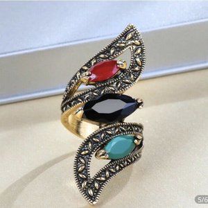 Vintage Artsy Statement Cocktail Ring Sz 11 NEW